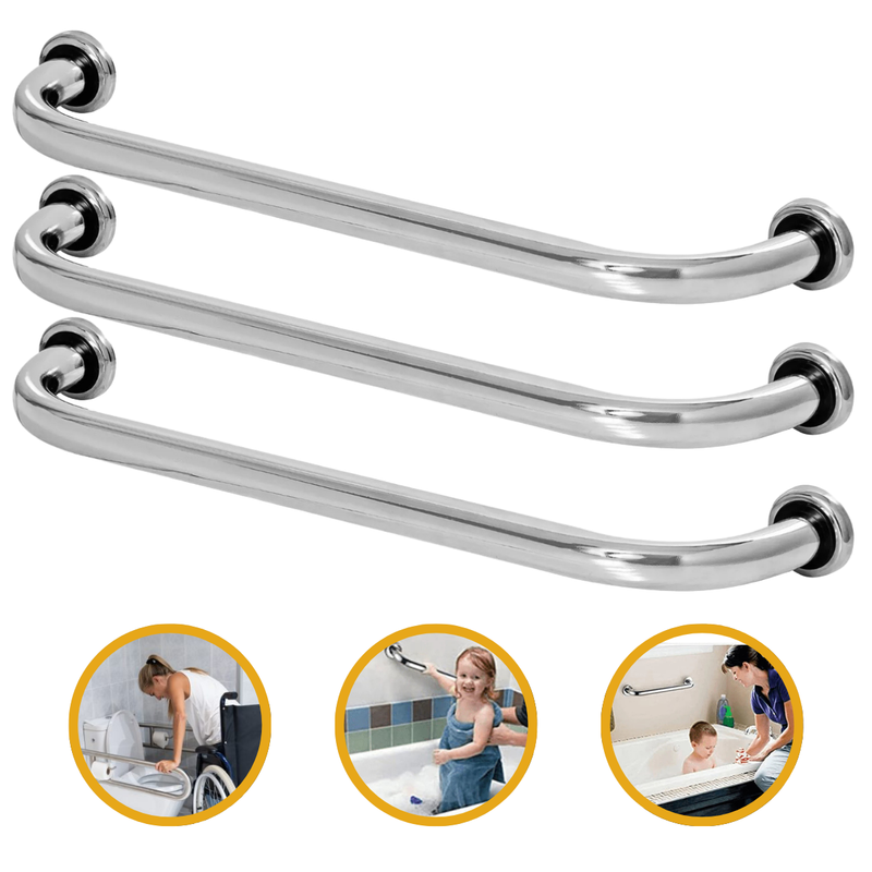 Barras de Apoio para Banheiro 80cm Inox – Segurança para Idosos, Vaso Sanitário e Corredores - Kit 3