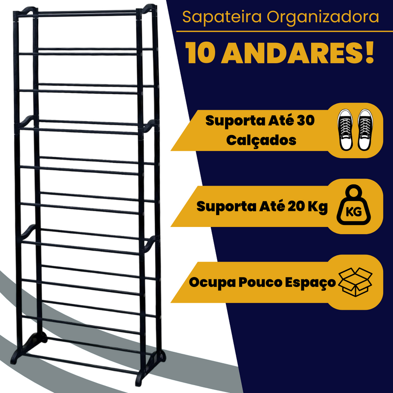 Sapateira Vertical para 30 Pares com 10 Prateleiras – Organização e Praticidade para Seu Espaço