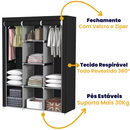Guarda-Roupa Dobrável 3 Portas com Cabideiro e Sapateira – Portátil, Multiuso e Impermeável