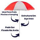 Guarda Sol Praia Grande 2,40m Articulado Proteção UV Piscina Jardim