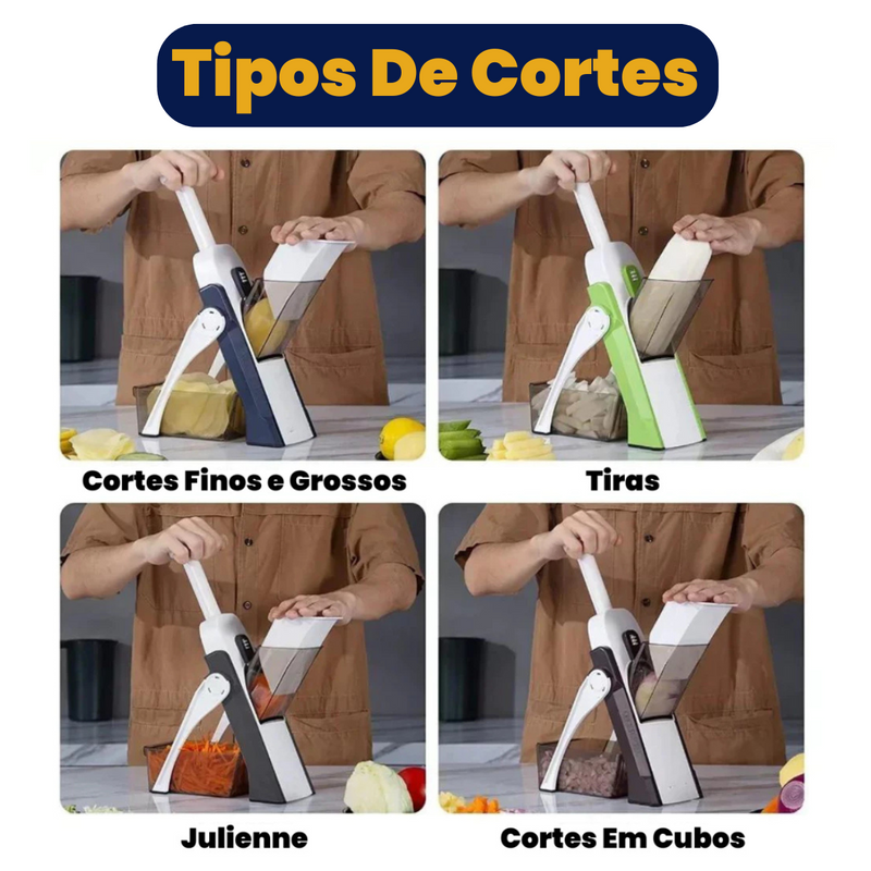 Cortador e Fatiador Multifuncional com Lâminas Inox – 8 Tipos de Corte para Cozinhar com Agilidade e Precisão