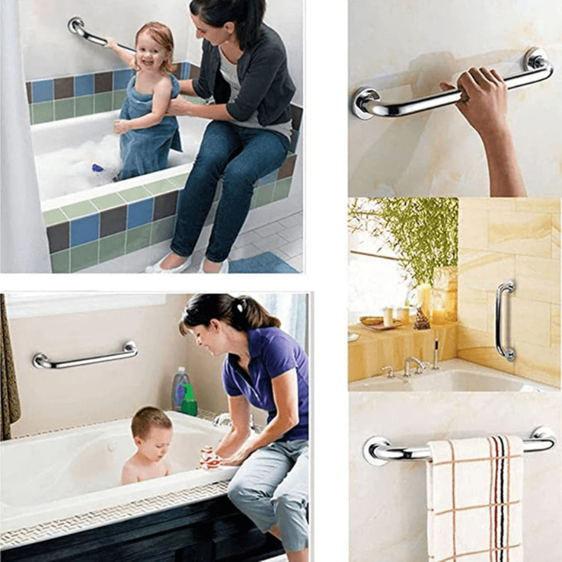 Barras de Apoio para Banheiro 80cm Inox – Segurança para Idosos, Vaso Sanitário e Corredores - Kit 2 ou 4