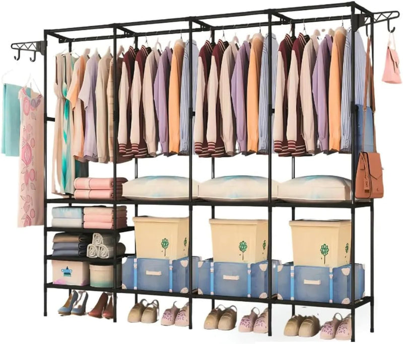 Arara Cabideiro com Sapateira e 10 Prateleiras – 4 Colunas, Super Resistente e Espaçosa para Closet e Quarto