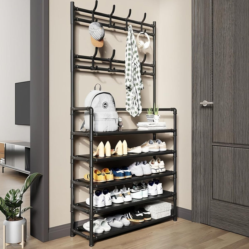 Sapateira com Cabideiro 4 Andares – Organize 12 Pares + Roupas e Acessórios em um Só Lugar