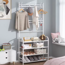 Sapateira com Cabideiro 4 Andares – Organize 12 Pares + Roupas e Acessórios em um Só Lugar